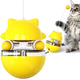 Orbital Ball Cat Play Toys; Ball Tumbler Cat Teasing Cat Stick; Interactive Cat Toys (Color: Yellow)