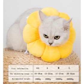 Puppy & Cat Plush Floral Shape Soft Elizabethan Adjustable Collar For Cat Wound Healing Protective (Color: Yellow, size: M)