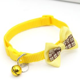 Bowknot Cat Collars; Pet Collar With Bell & Buckle; Cute Pet Supplies For Decoration (Color: Yellow, size: M)