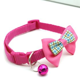 Bowknot Cat Collars; Pet Collar With Bell & Buckle; Cute Pet Supplies For Decoration (Color: rose red, size: M)