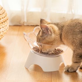 Pet Feeding Bowl Cat Ear Shape Feeding Bowl Neck Protection Bowl (Color: Transparent)