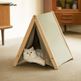 Mewoofun Pet Portable Folding Tent Cat Hammock House Easy Assembly for Dog Cat (Color: Green)