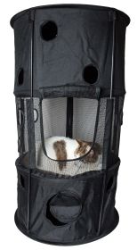 Pet Life Climbertree Circular Obstacle Play-Active Travel Collapsible Travel Pet Cat House (Color: Black)