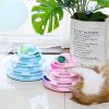 Qsezeny 4 Levels Pet Cat Toy Training Amusement Plate Kitten Tower Tracks Disc Cat Intelligence Amusement Triple Disc tumbler