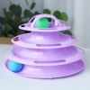 Qsezeny 4 Levels Pet Cat Toy Training Amusement Plate Kitten Tower Tracks Disc Cat Intelligence Amusement Triple Disc tumbler