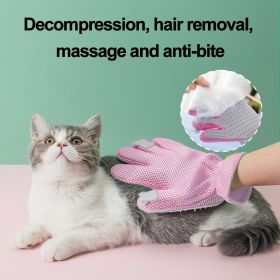 Pet Glove Cat Grooming Glove Cat Hair Deshedding Brush Gloves Cat Floating Hair Pet Hair Removal Brush Dog Bathing Massage Comb Silicone Hair Removal (Option: Pink-Left and Right)